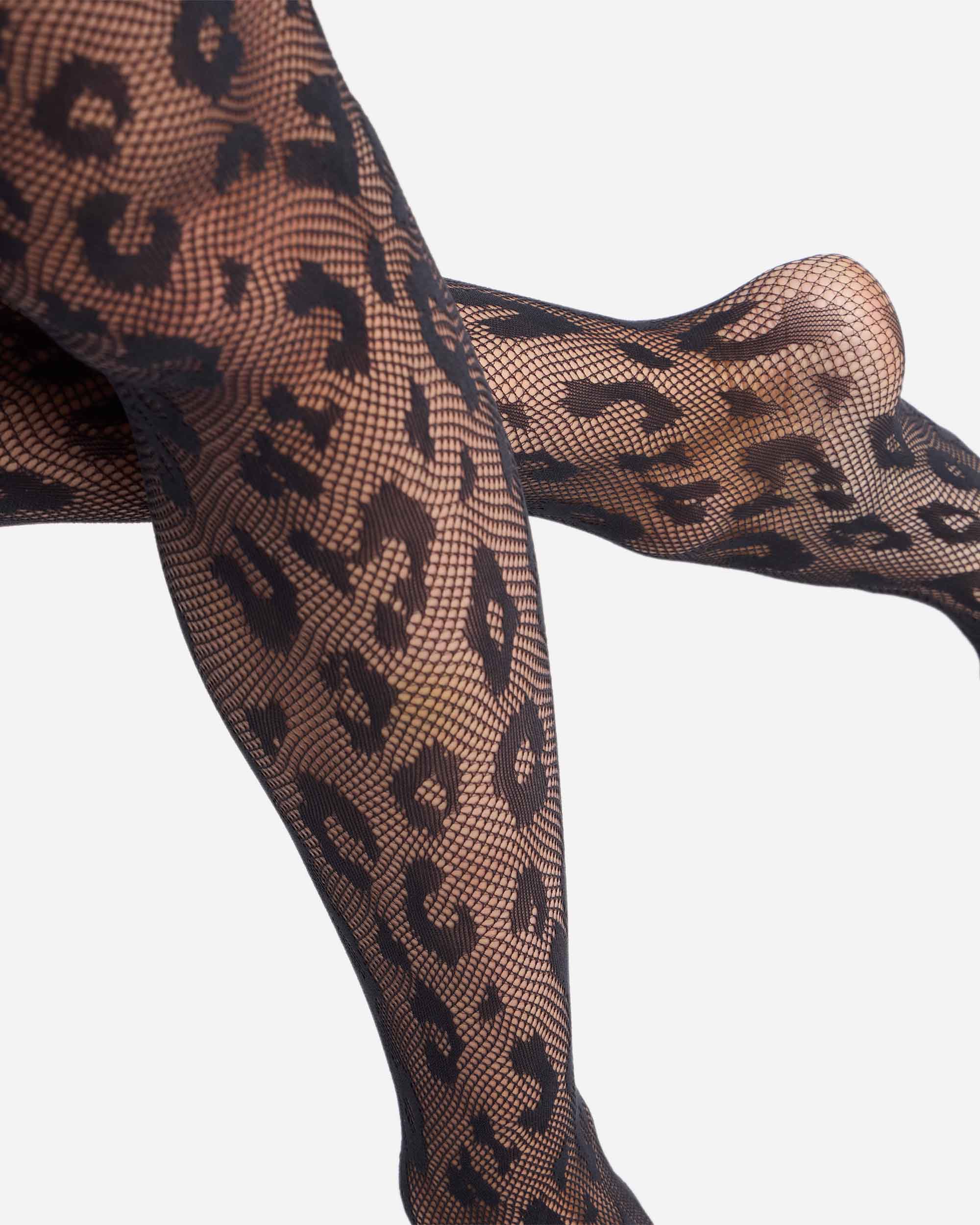 Collants de Rede com Estampado Leopardo Preto-2
