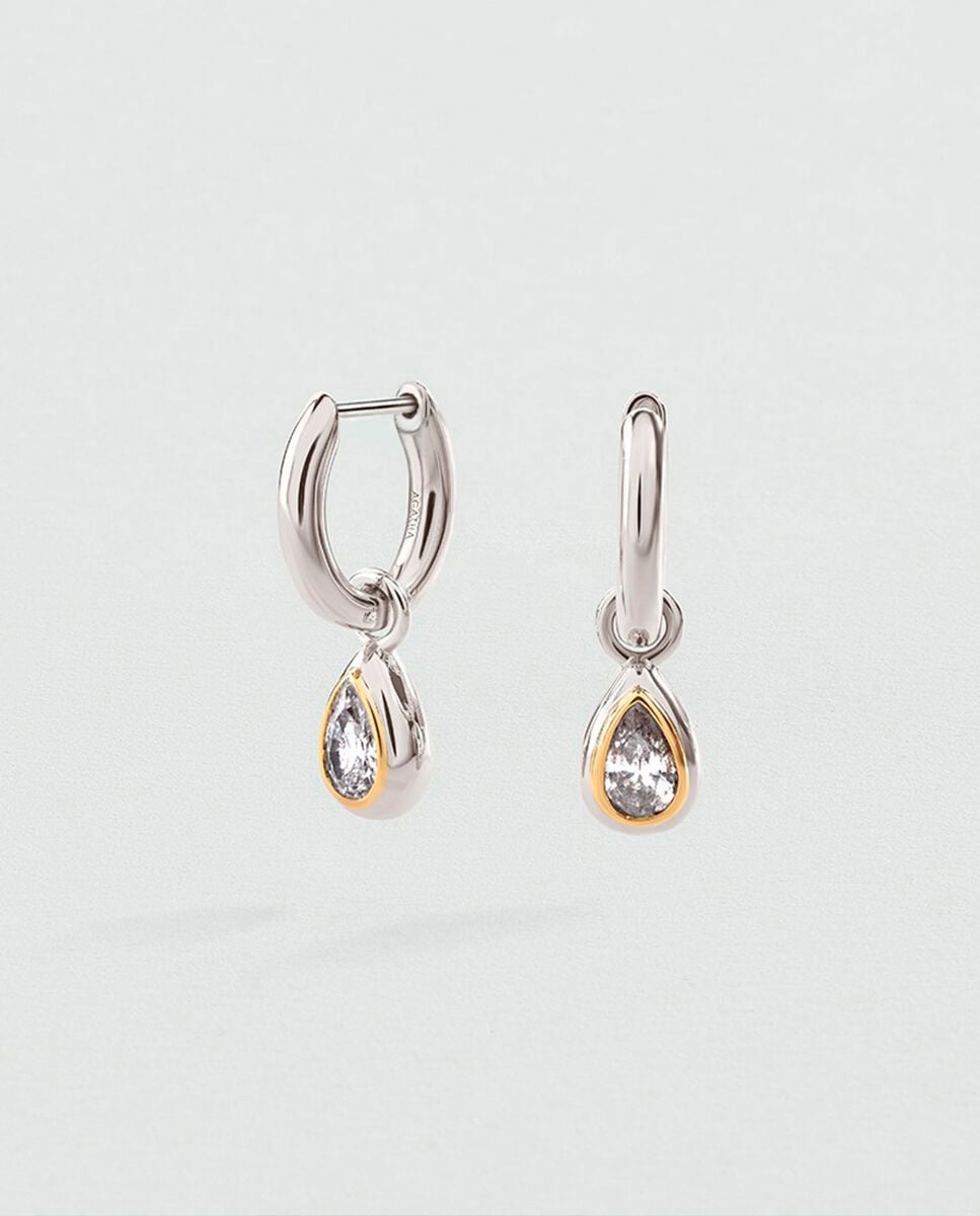 Imagem 0 de Argolas Victoire Acabadas em Ouro com Pendentes em Forma de Gota com Zirconita