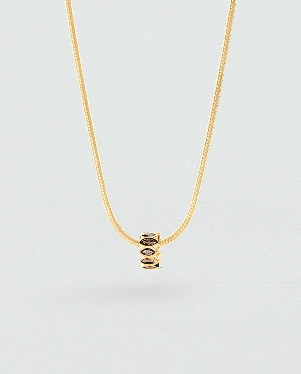 Donut Lucky Acabado em Ouro com Zircónias em Tamanho Navette Cinzento-3