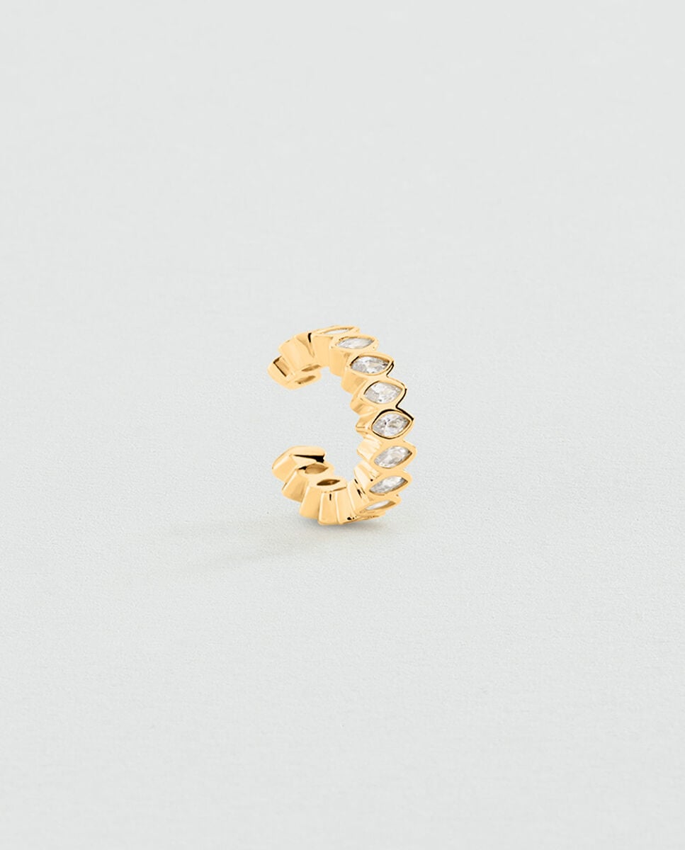 Imagem 0 de Brinco Individual Lucky Banhado a Ouro com Zirconitas em Corte Navette