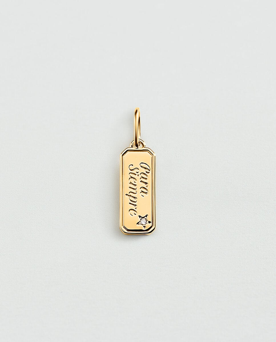 Imagem 0 de Colar Lucky Placa com Acabamento em Ouro com Mensagem "para Sempre