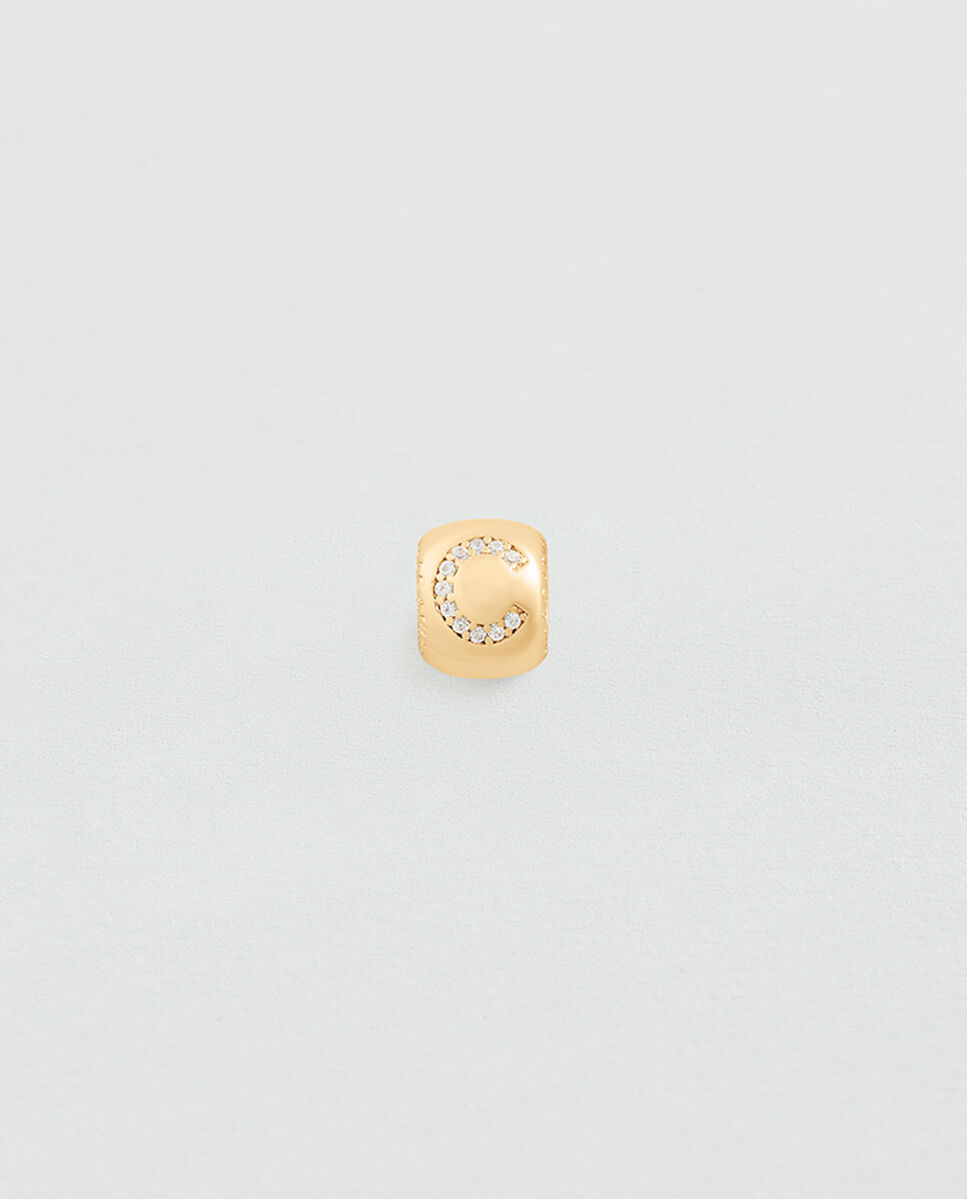 Donut Lucky Acabado em Ouro com a Inicial C Branco-2