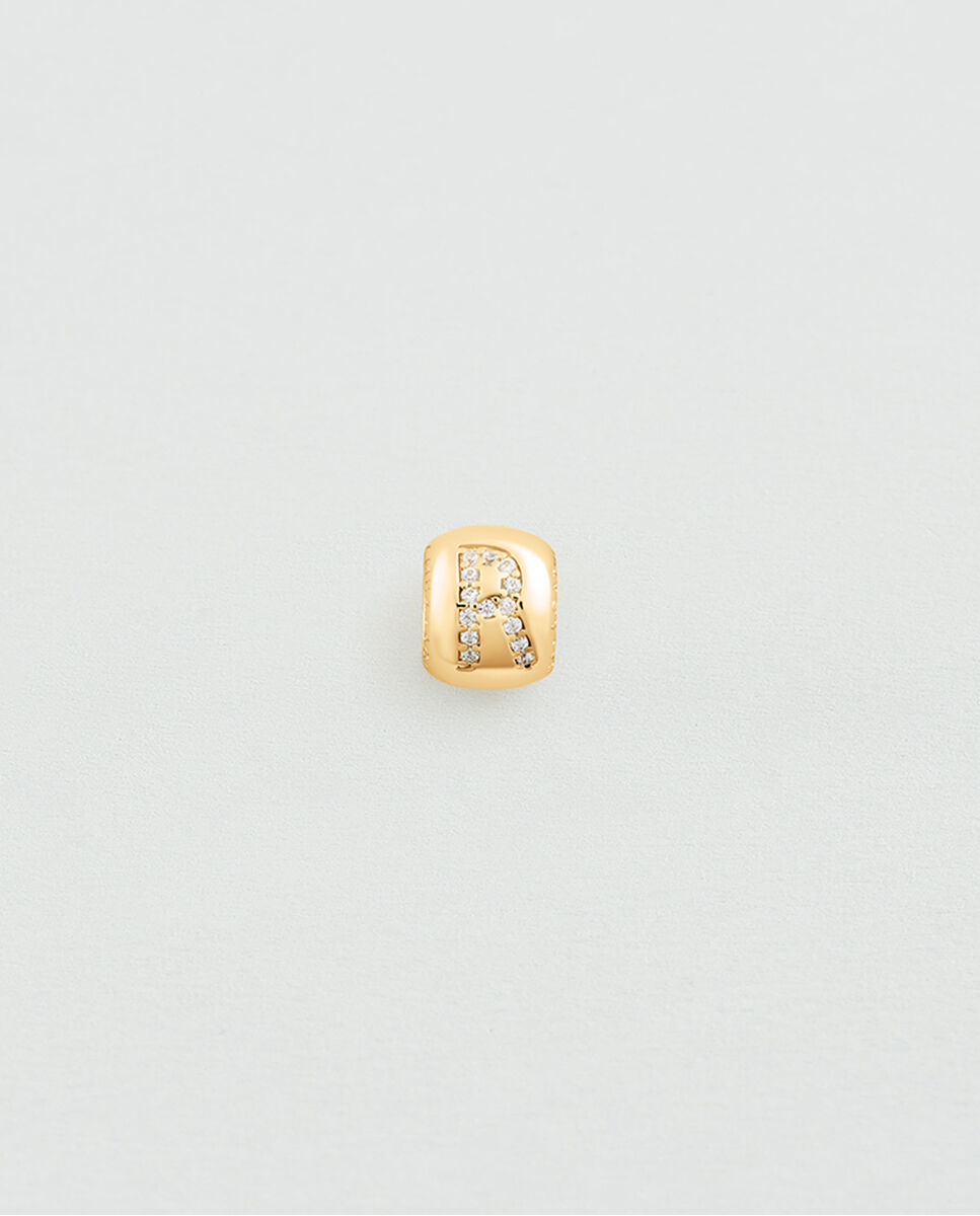 Donut Lucky Acabado em Ouro com a Inicial R Branco-2