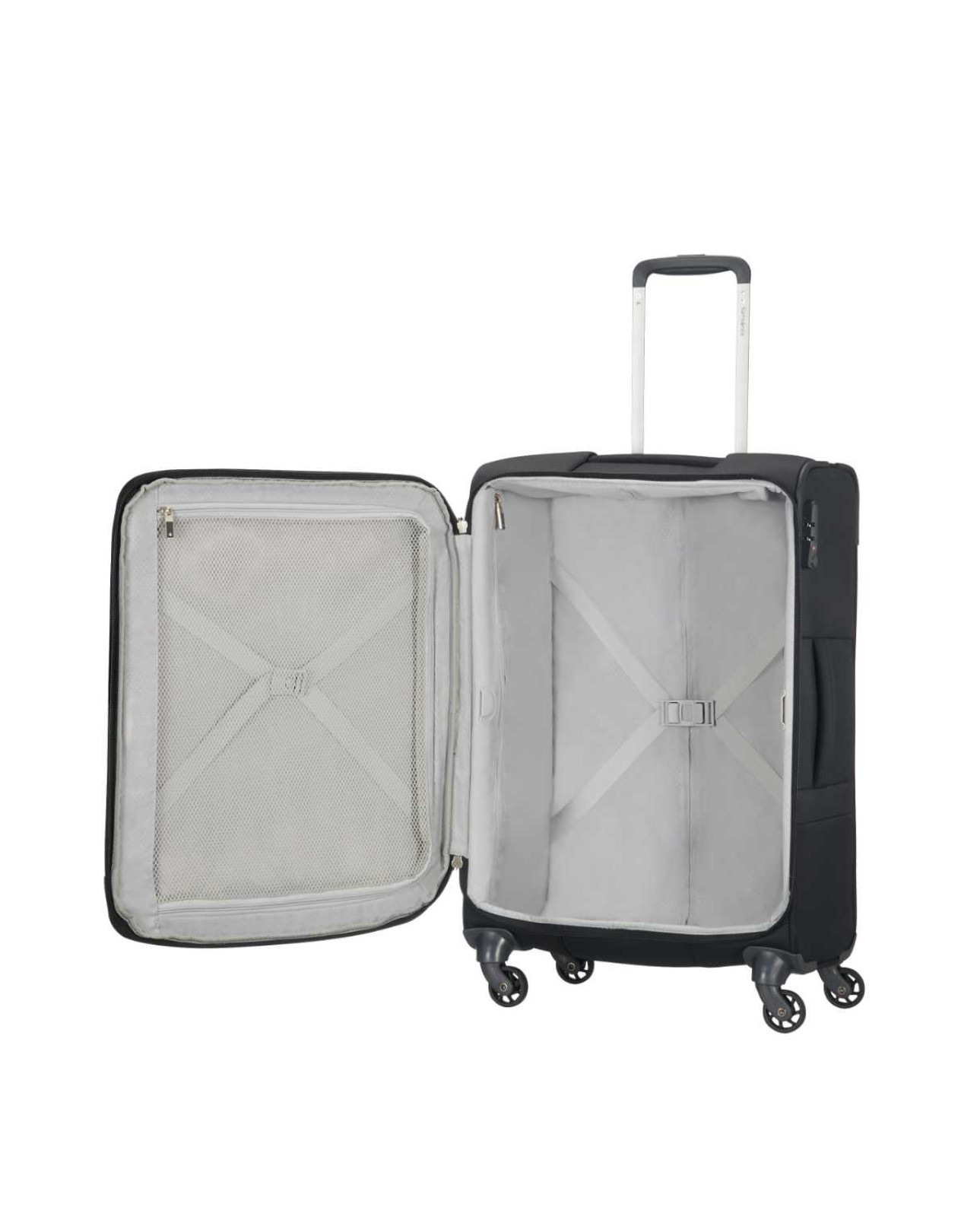 Mala de viagem média Base Boost 66cm com 4 rodas expansível preta 67.5L Preto-3