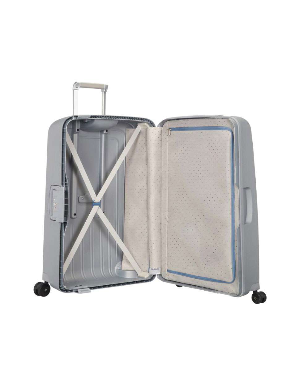 Mala de viagem média S`Cure 69cm 4 rodas com fechadura prateada 79L Cinzento-2