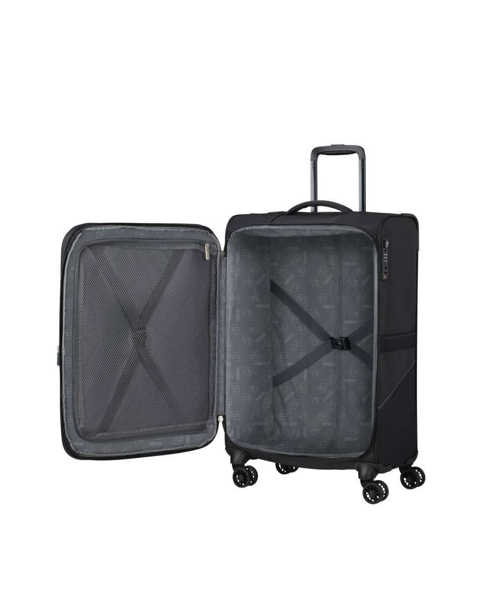 Mala de viagem média Summerride 69cm com 4 rodas expansível preto 70L Preto-2