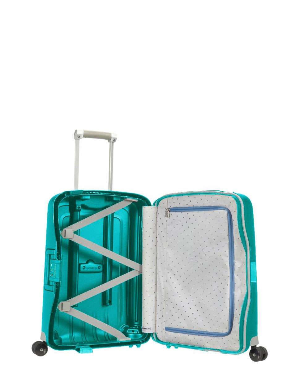 Mala de cabine S`Cure 55cm 4 rodas com fechadura azul água 34L Azul-2