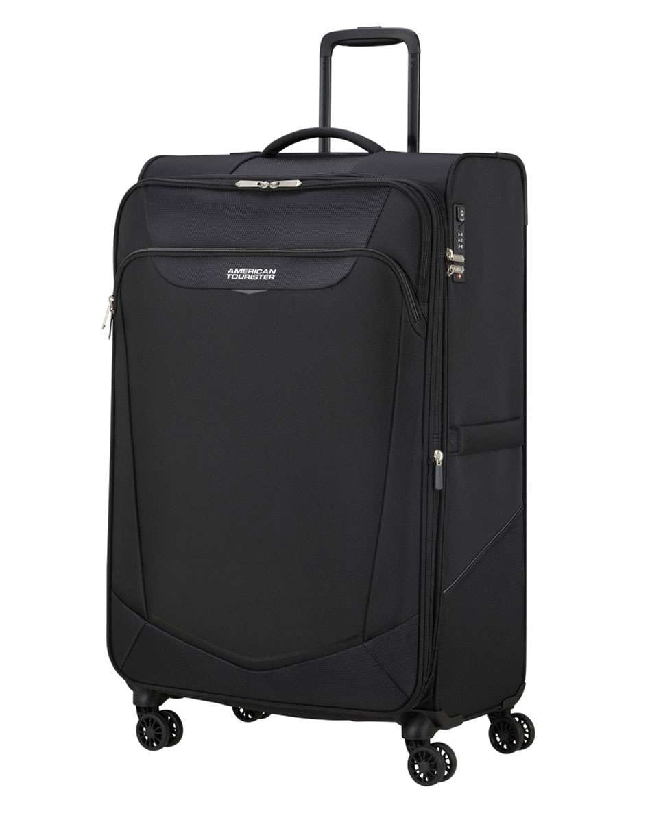 Mala de viagem grande Summerride 80cm com 4 rodas expansível preto 111L Preto-1