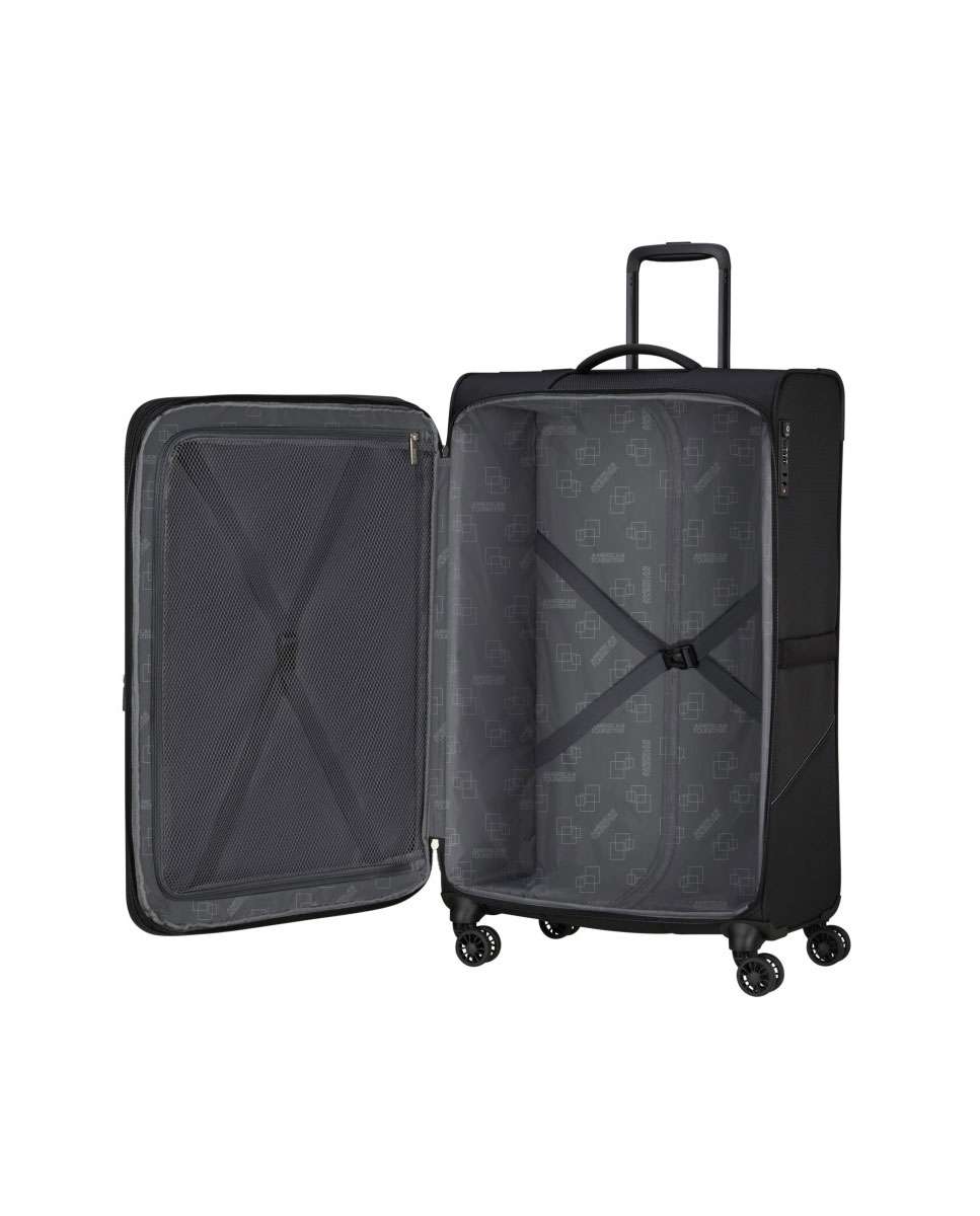 Mala de viagem grande Summerride 80cm com 4 rodas expansível preto 111L Preto-2