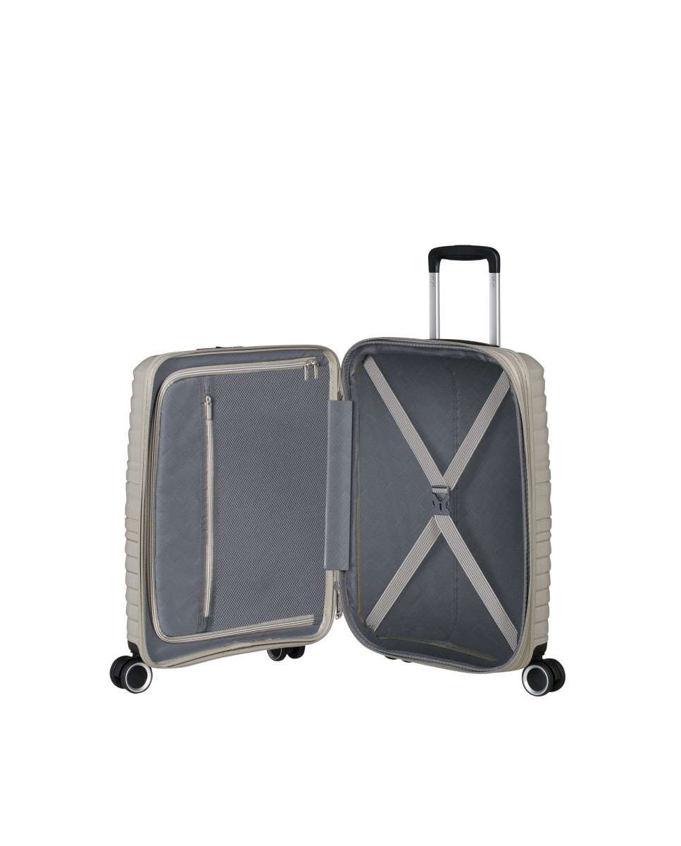 Mala de Cabine Flytwist 55cm 4 Rodas Expansível Bege 36L Bege-2