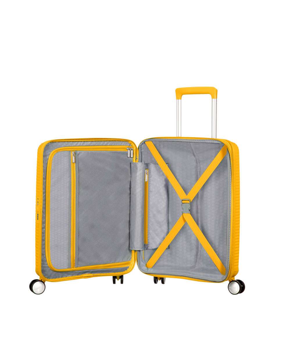 Mala de cabine Soundbox 55cm 4 rodas expansível amarelo 35.5L Amarelo-2