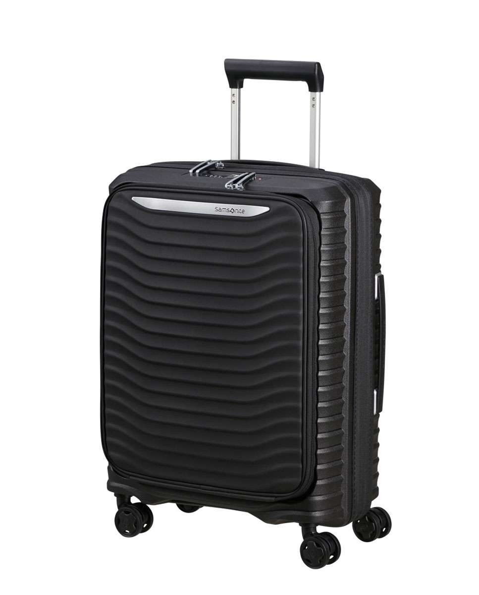 Mala de cabine Upscape 55cm acesso frontal 4 rodas expansível preto 42L Preto-1