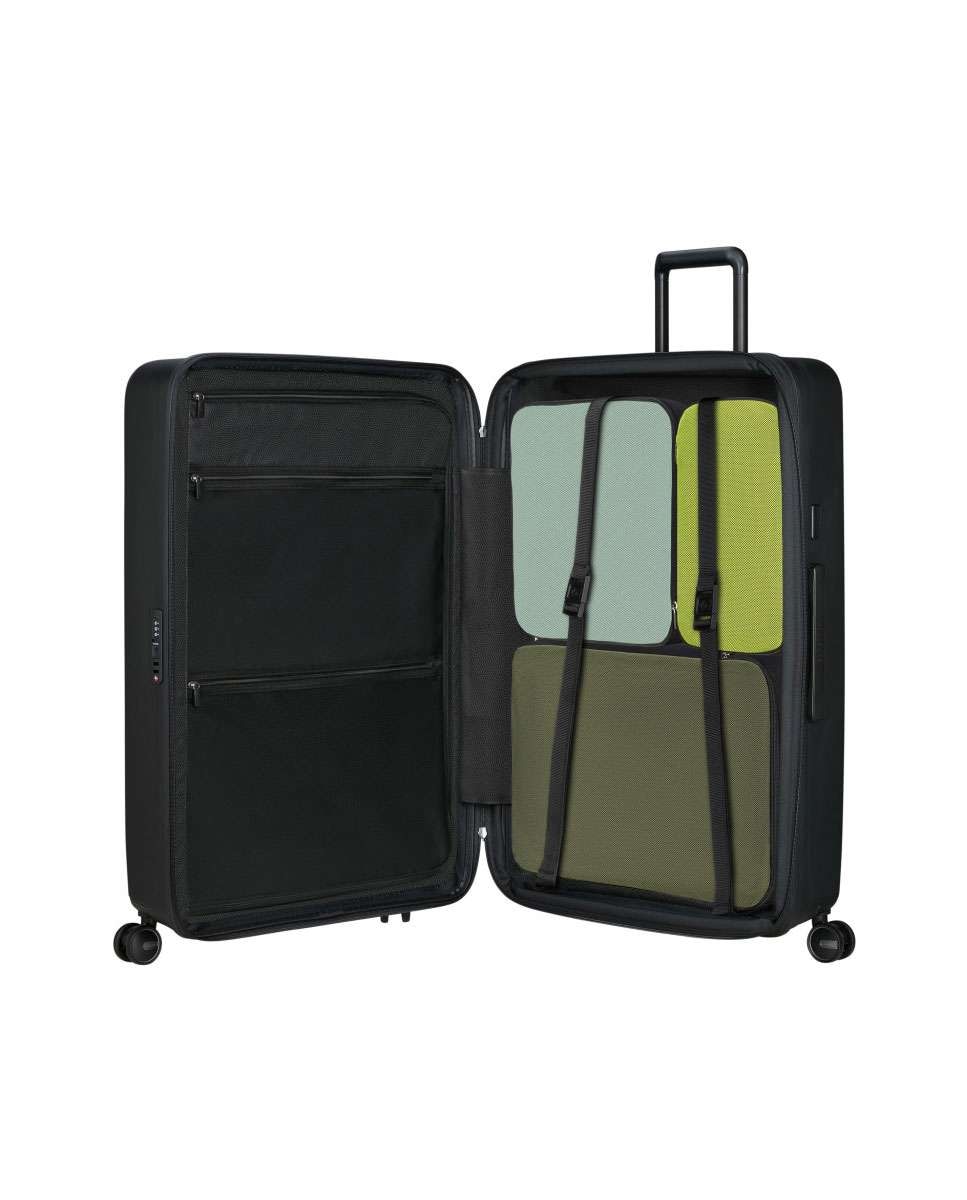 Mala de viagem extragrande Restackd 81cm 4 rodas expansível preto 126L Preto-2