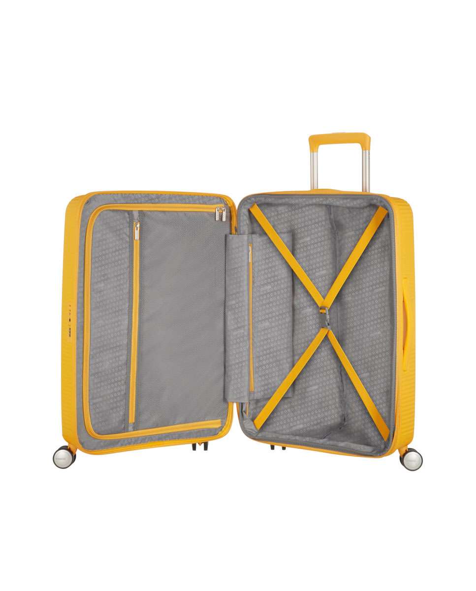 Mala de viagem grande Soundbox 77cm 4 rodas expansível amarelo 97L Amarelo-2
