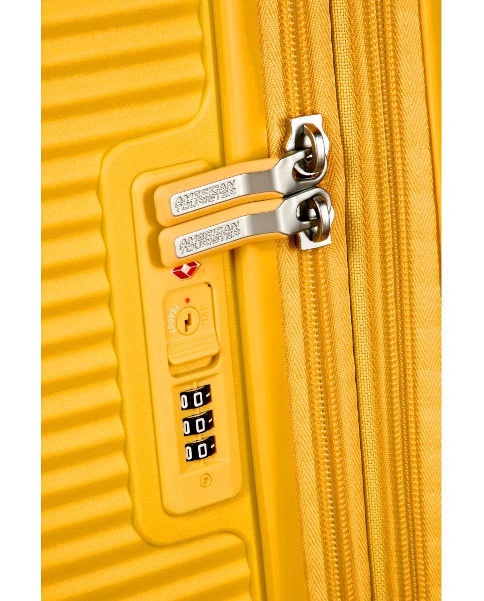 Mala de viagem média Soundbox 67cm 4 rodas expansível amarelo 71.5L Amarelo-3