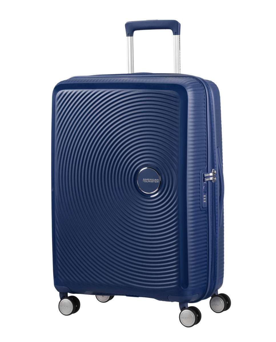 Mala de viagem média Soundbox 67cm 4 rodas expansível azul-meia-noite 71.5L Azul-1
