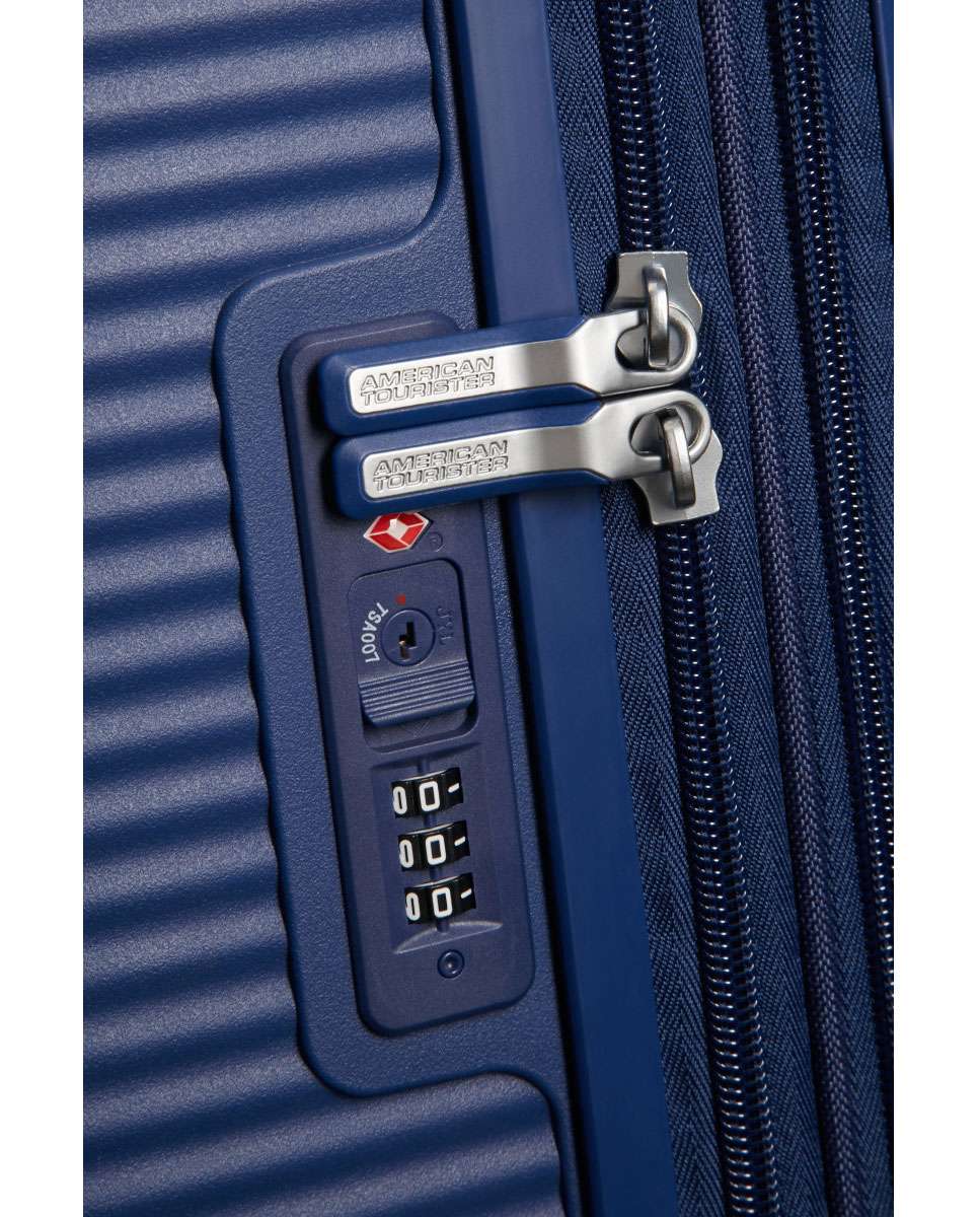 Mala de viagem média Soundbox 67cm 4 rodas expansível azul-meia-noite 71.5L Azul-3