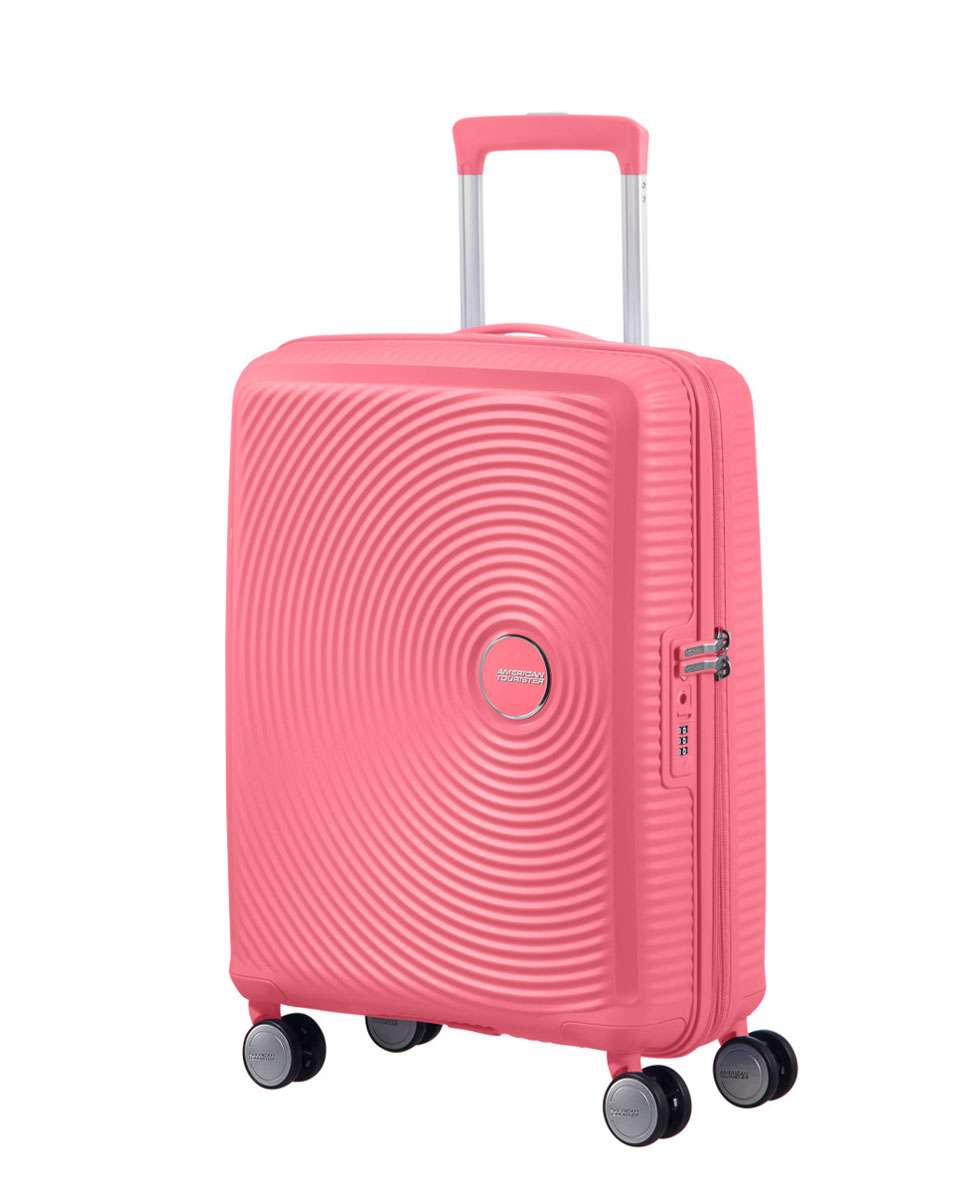 Mala de cabine Soundbox 55cm 4 rodas expansível coral 35.5L Rosa-1