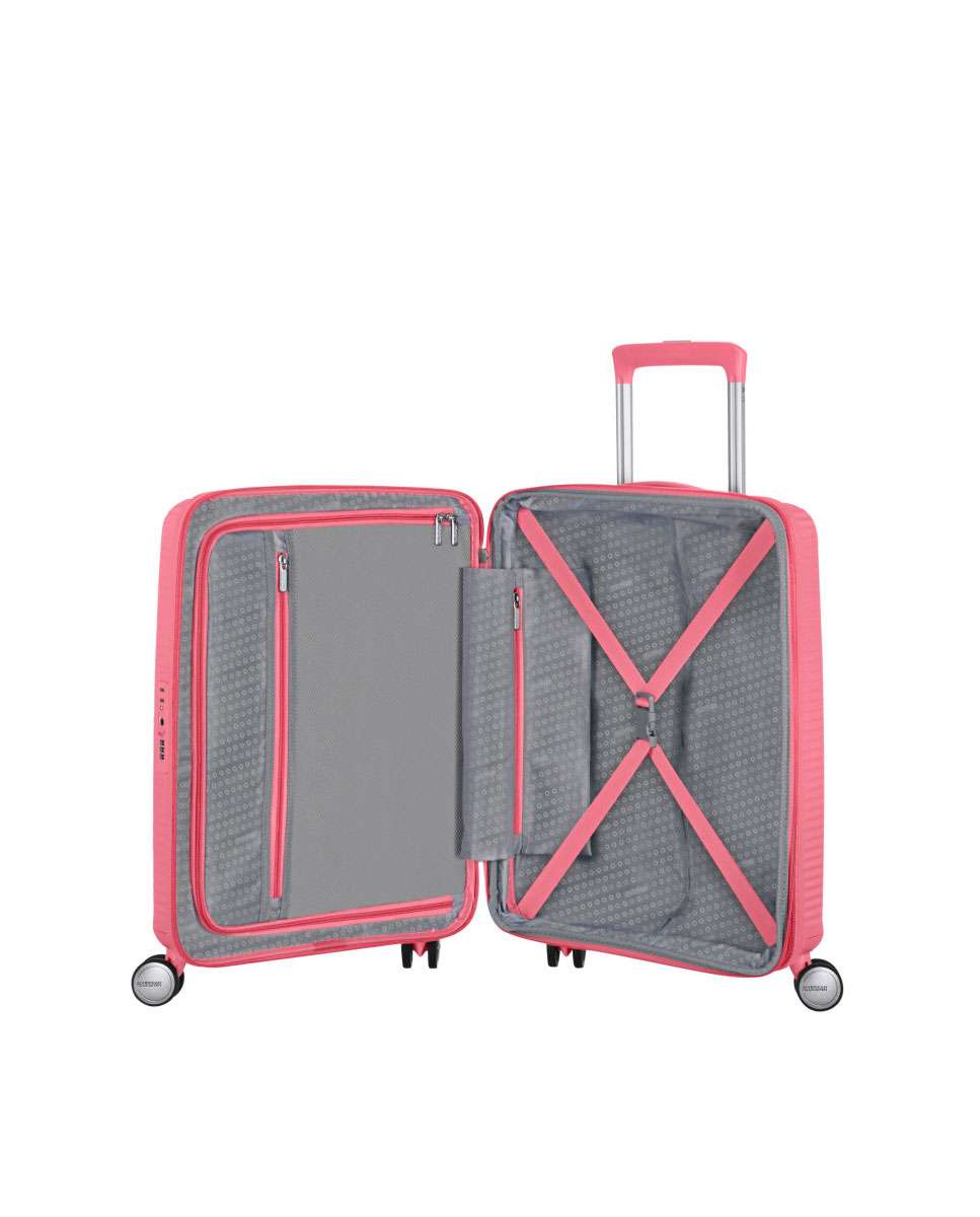 Mala de cabine Soundbox 55cm 4 rodas expansível coral 35.5L Rosa-2