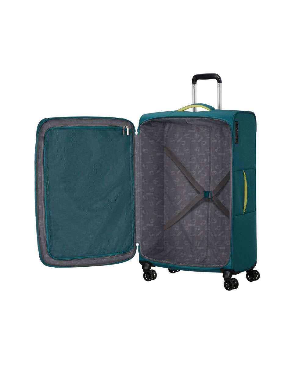 Mala de Viagem Grande Cloudrider 78cm 4 Rodas Expansível Azul Esverdeado 104L Azul-2