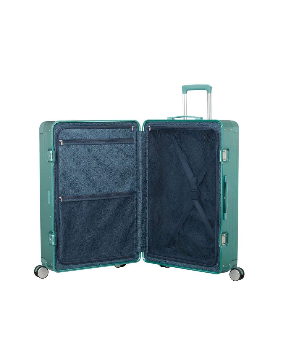 Mala de Viagem Grande Soundbox Alu 77cm 4 Rodas Azul Turquesa 100L Azul-2