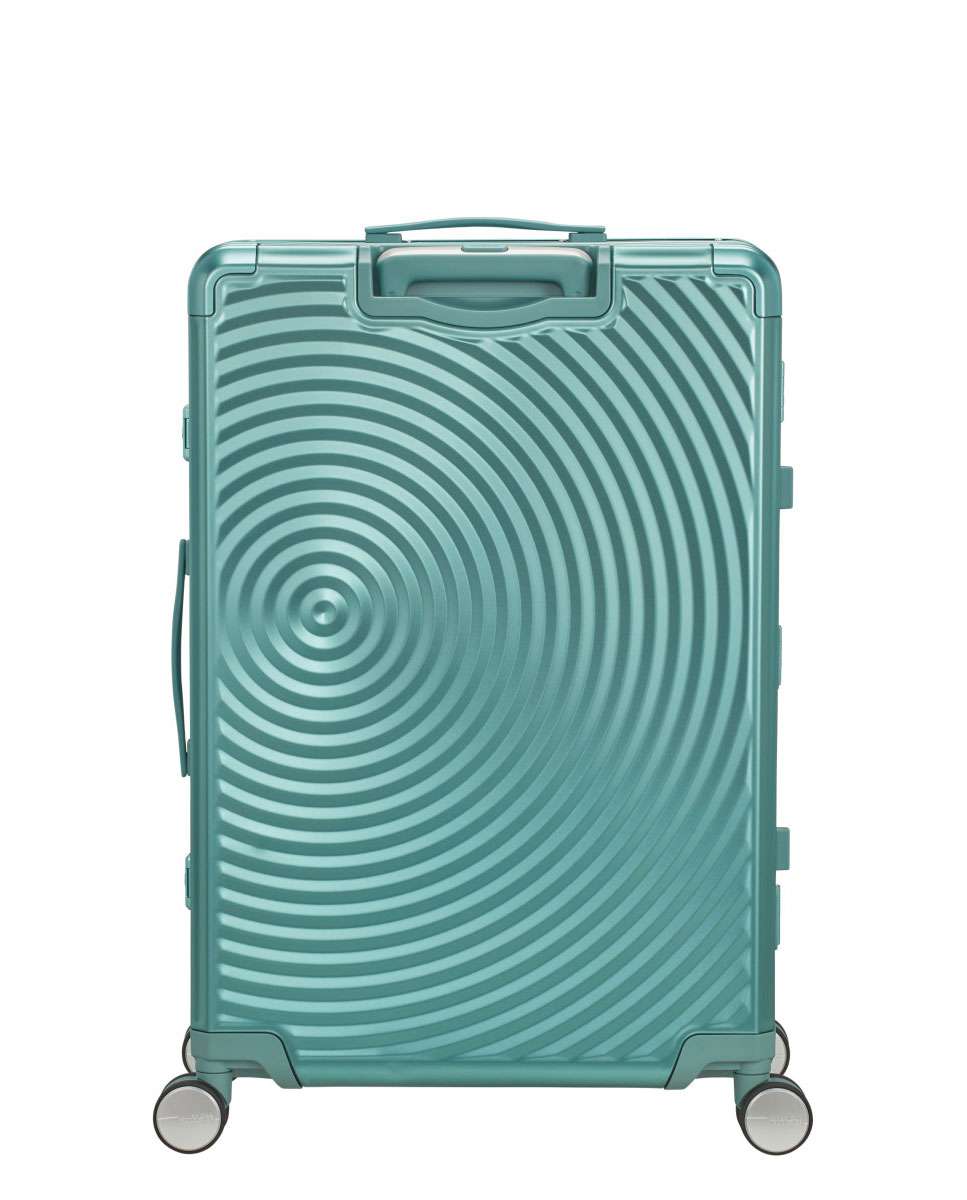 Mala de Viagem Grande Soundbox Alu 77cm 4 Rodas Azul Turquesa 100L Azul-4