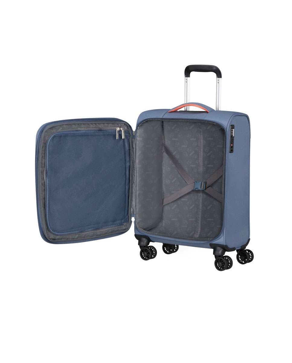 Mala de Cabine Cloudrider 55cm 4 Rodas Expansível Azul Pedra 38.5L Azul-2