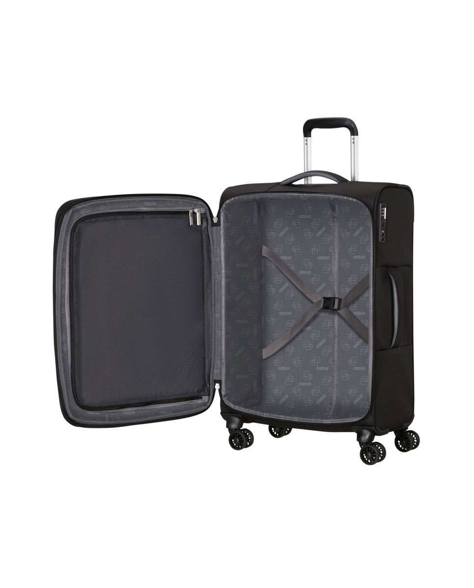 Mala de Viagem Média Cloudrider 67cm 4 Rodas Expansível Preto 67L Preto-2