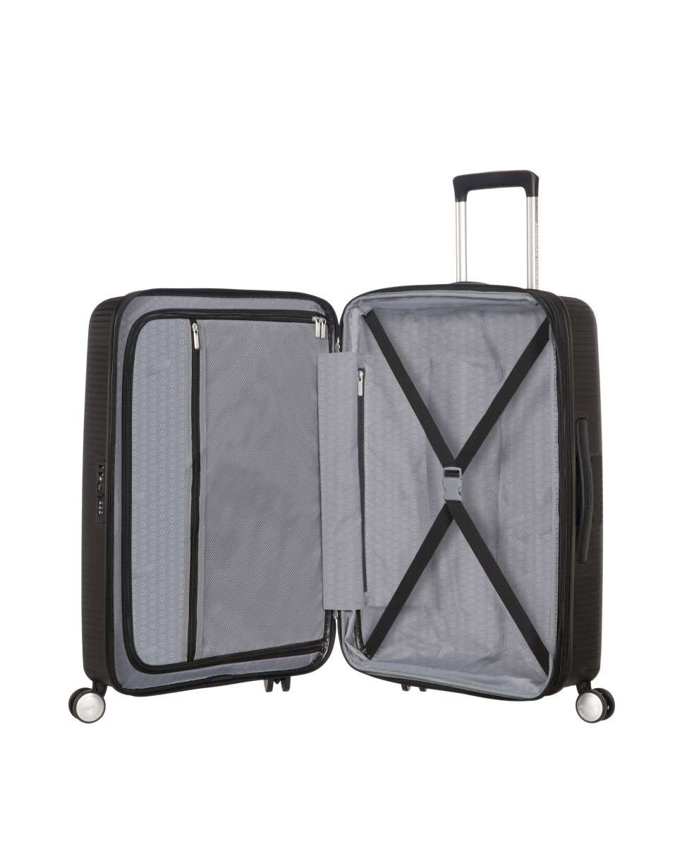 Mala de viagem média Soundbox 67cm 4 rodas expansível preto 71.5L Preto-2