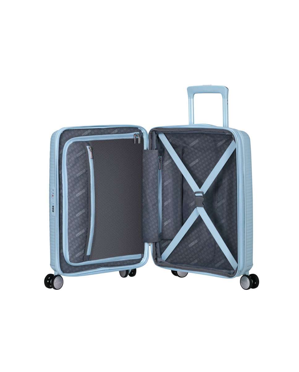 Mala de Cabine Soundbox 55cm 4 Rodas Expansível Azul Pastel 35.5L Azul-2