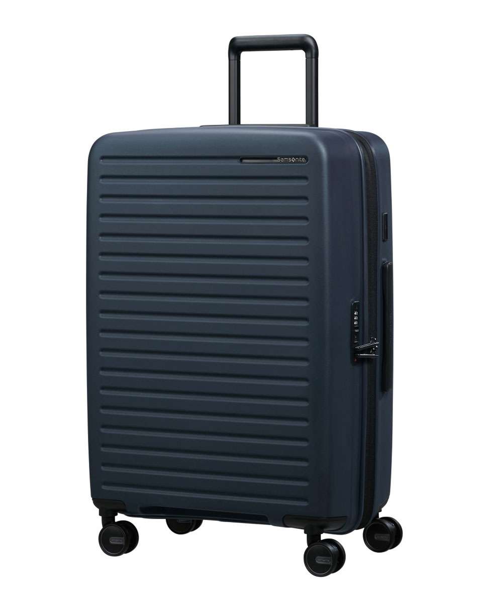 Mala de viagem média Restackd 68cm 4 rodas expansível azul meia-noite 71L Azul-1
