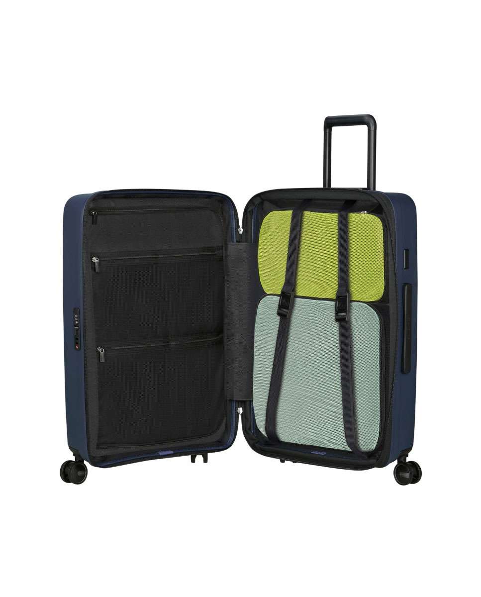Mala de viagem média Restackd 68cm 4 rodas expansível azul meia-noite 71L Azul-2