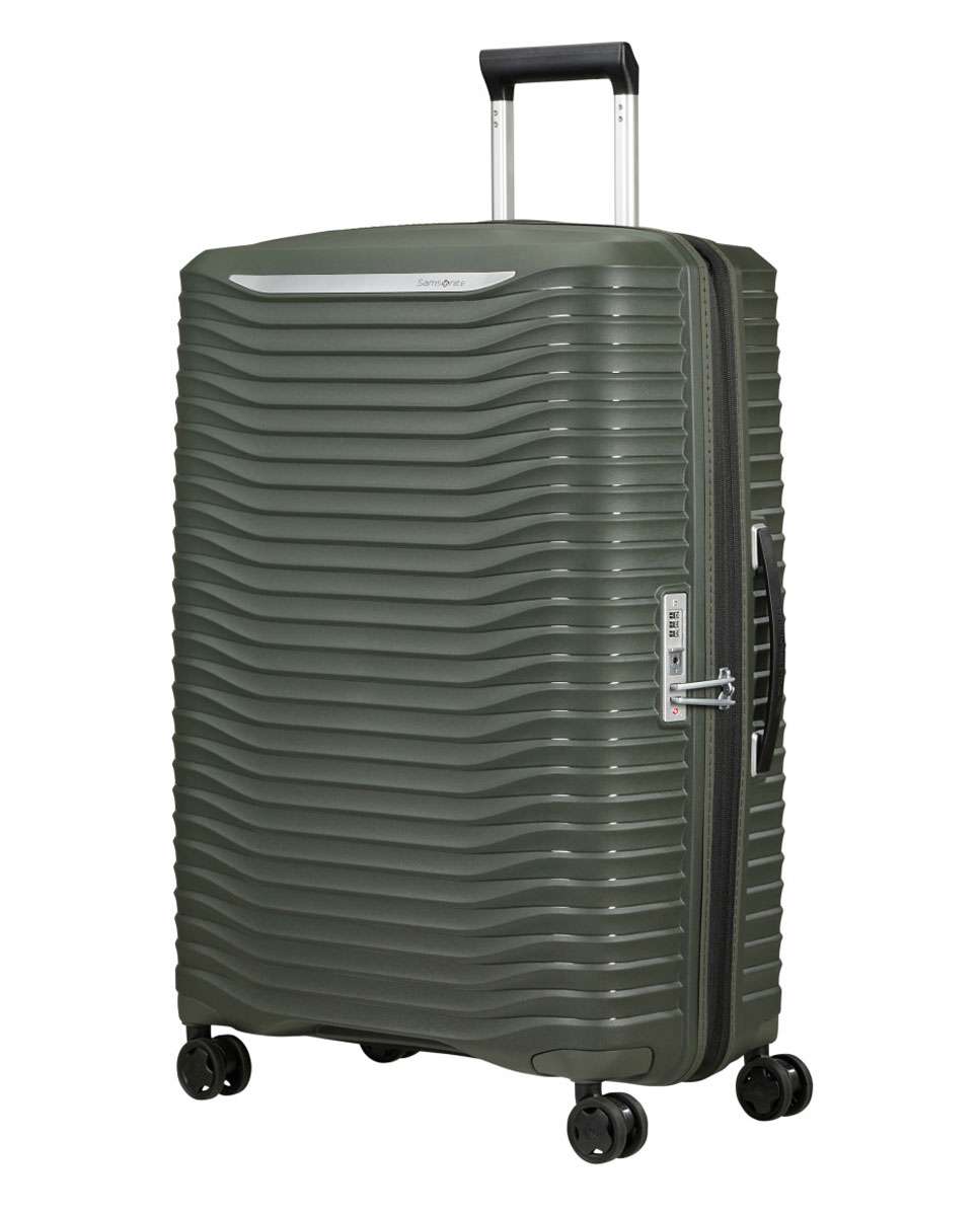 Mala de viagem grande Upscape 75cm 4 rodas expansível verde tropa 104L Verde-1