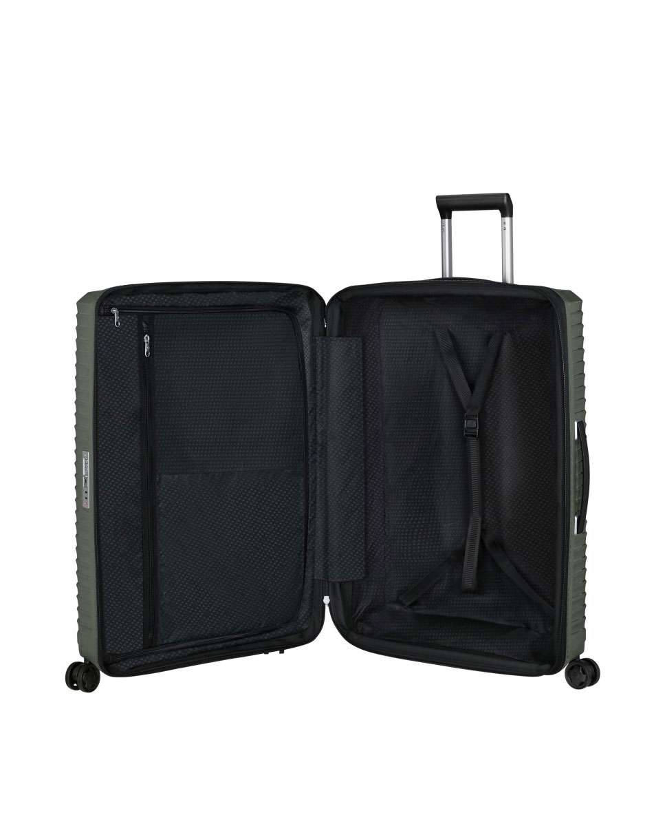 Mala de viagem grande Upscape 75cm 4 rodas expansível verde tropa 104L Verde-2