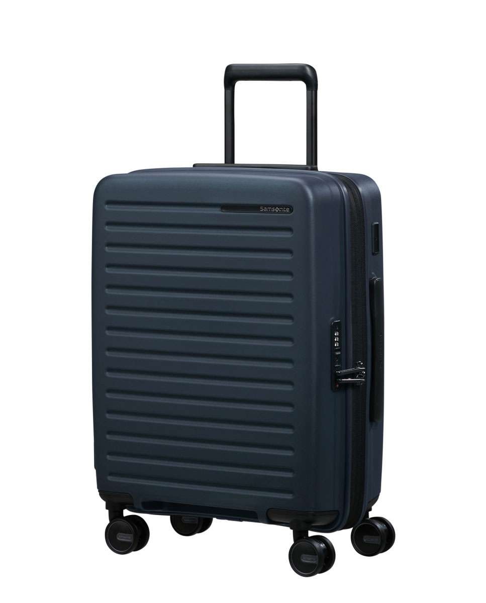 Imagem 0 de Mala de cabine Restackd 55cm 4 rodas expansível azul meia-noite 39L