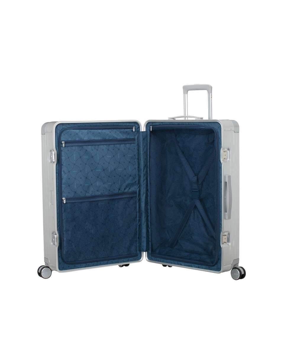Mala de Viagem Grande Soundbox Alu 77cm 4 Rodas Prata 100L Cinzento-2