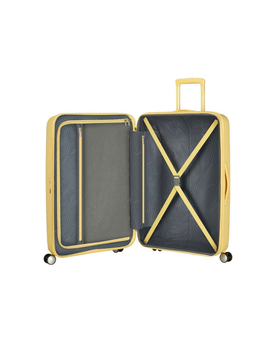 Mala de Viagem Grande Soundbox 77cm 4 Rodas Expansível Amarelo Pastel 97L Amarelo-2