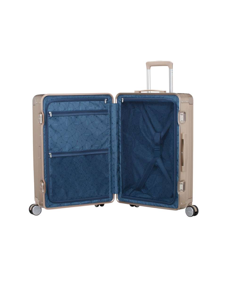 Mala de Viagem Média Soundbox Alu 68cm 4 Rodas Bronze 73L Creme-2