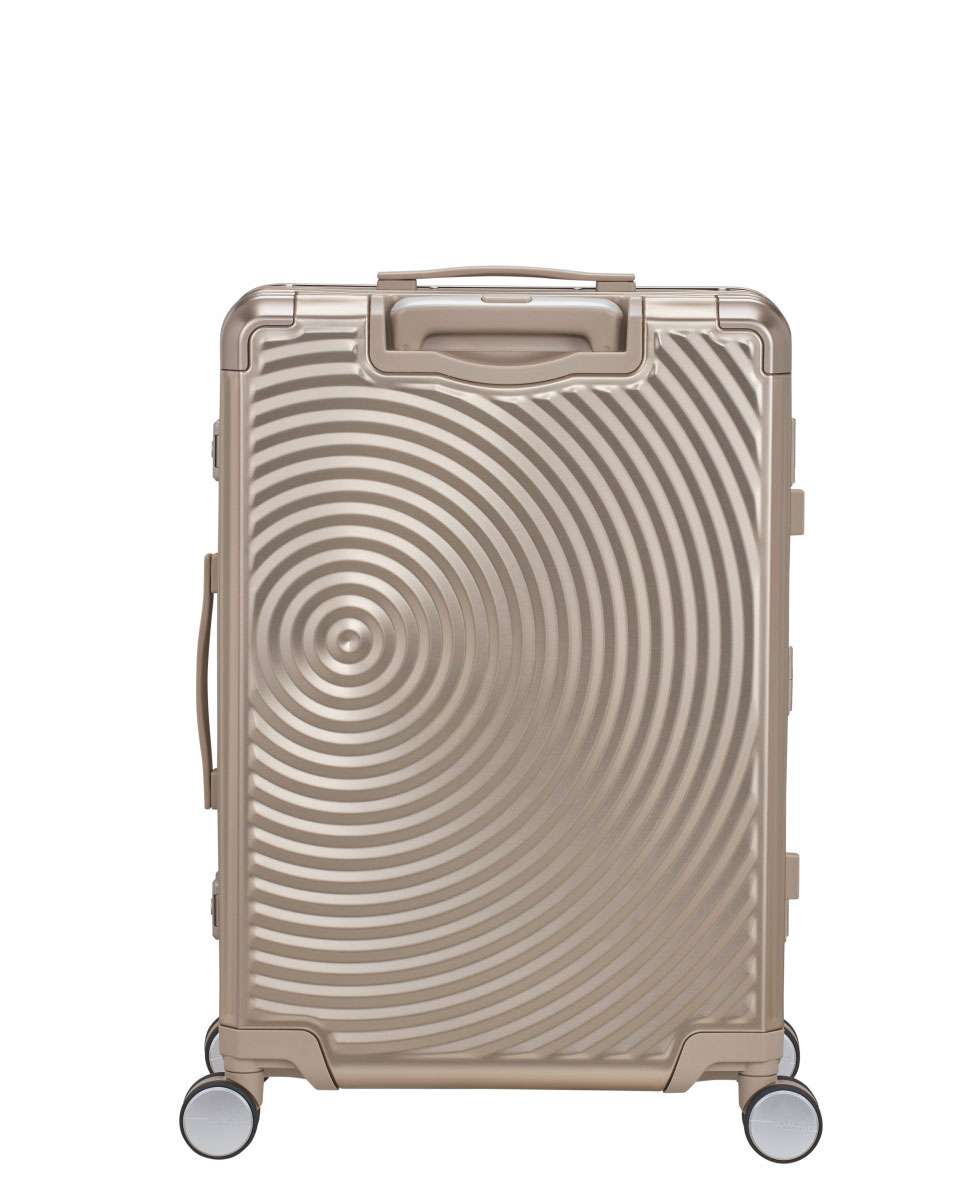 Mala de Viagem Média Soundbox Alu 68cm 4 Rodas Bronze 73L Creme-4