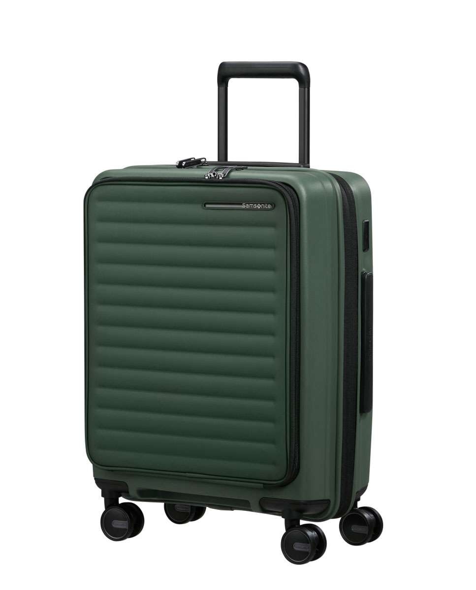 Mala de cabine Restackd 55cm 4 rodas expansível acesso frontal verde 42L Verde-1