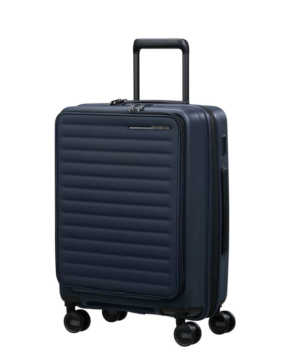 Mala de cabine Restackd 55cm 4 rodas expansível acesso frontal azul meia-noite 42L Azul-1
