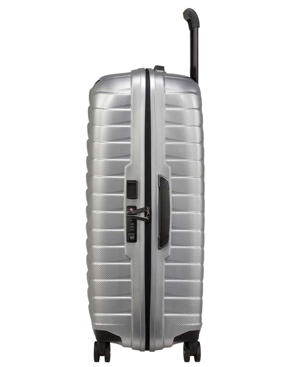 Mala de viagem grande Proxis 75cm 4 rodas prateada 98L Cinzento-3