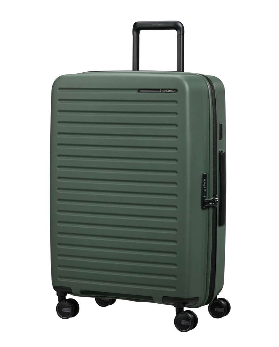 Mala de viagem média Restackd 68cm 4 rodas expansível verde 71L Verde-1