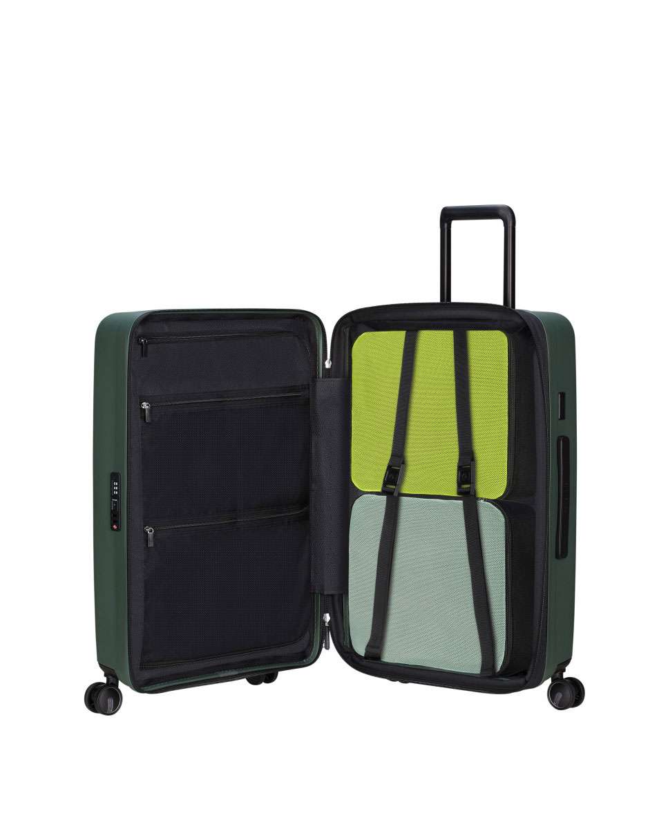 Mala de viagem média Restackd 68cm 4 rodas expansível verde 71L Verde-2