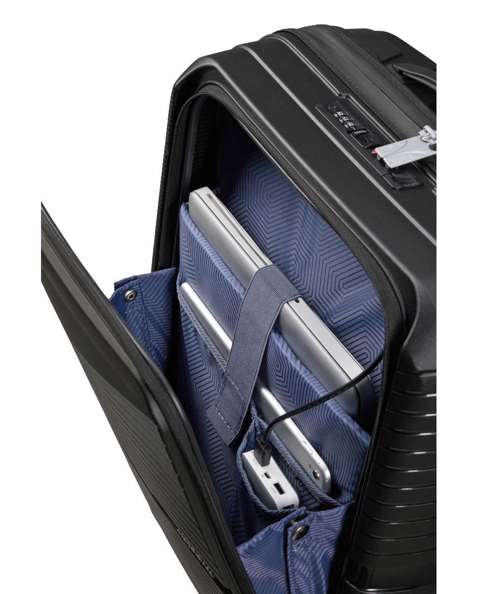 Mala de Cabine Airconic 55cm 4 Rodas com Bolso para Portátil 15.6" Preto Preto-3