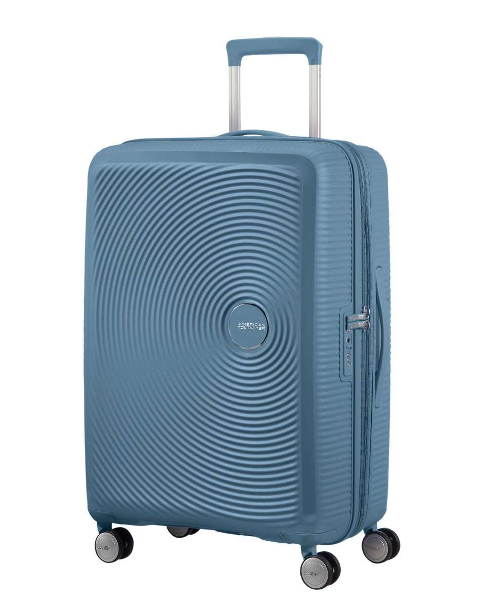 Mala de viagem média Soundbox 67cm 4 rodas expansível azul pedra 71.5L Azul-1
