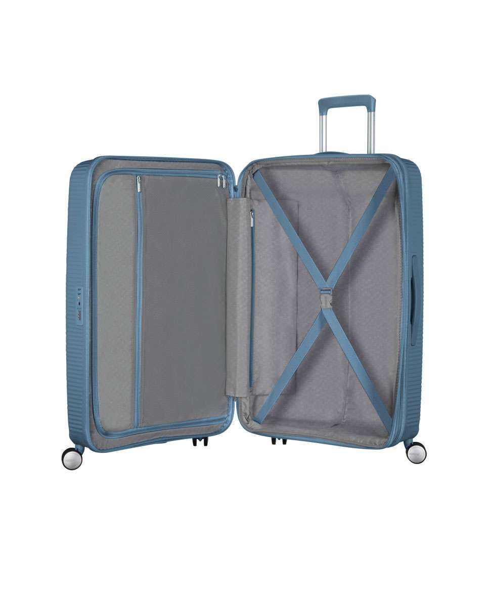 Mala de viagem média Soundbox 67cm 4 rodas expansível azul pedra 71.5L Azul-2