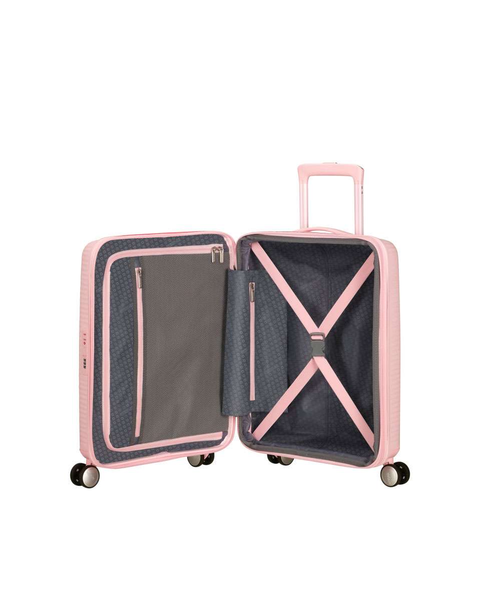 Mala de Cabine Soundbox 55cm 4 Rodas Expansível Rosa 35.5L Rosa-2