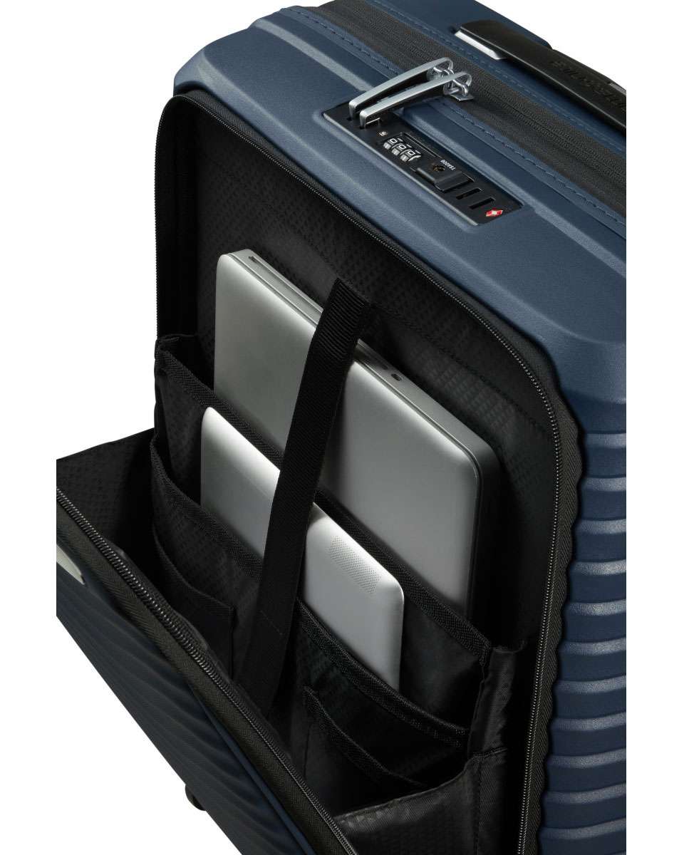 Mala de cabine Upscape 55cm acesso frontal 4 rodas expansível azul noite 42L Azul-3
