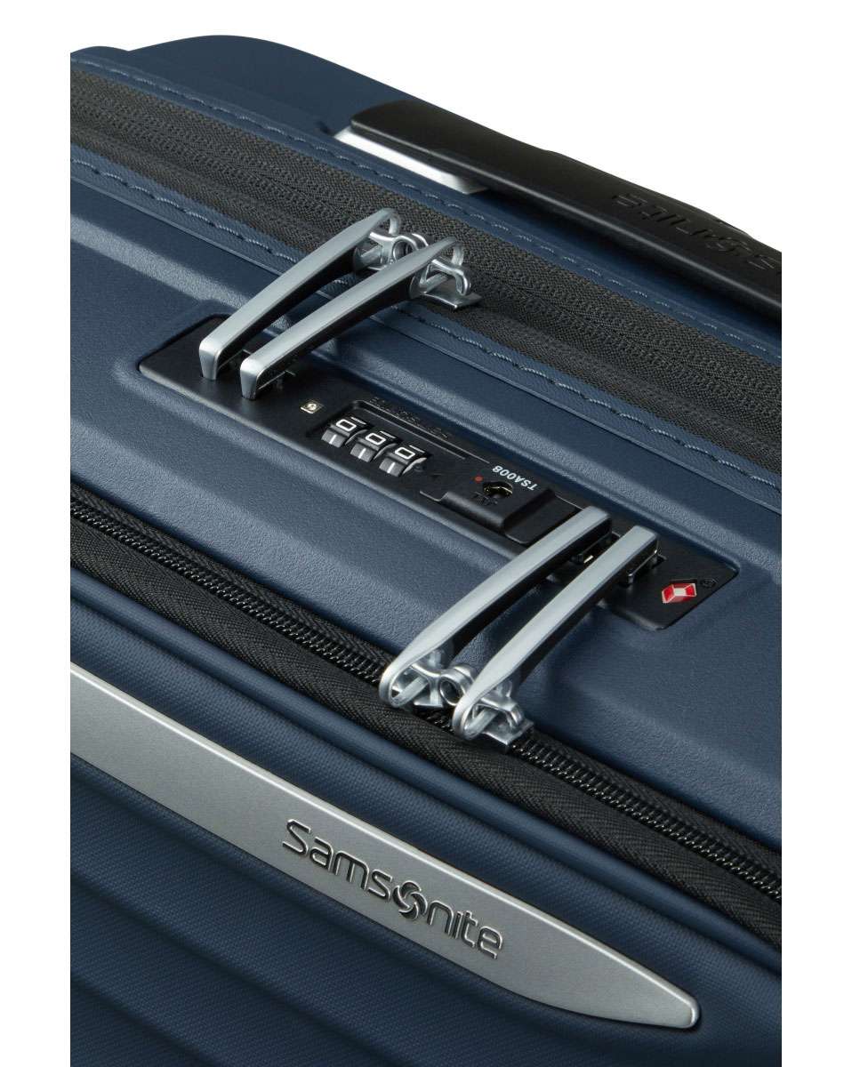 Mala de cabine Upscape 55cm acesso frontal 4 rodas expansível azul noite 42L Azul-4